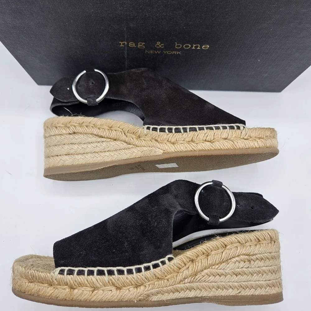 NWB Rag & Bone Calla black suede sandals size 7.5